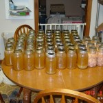 Canned broth with canned meat on the right.